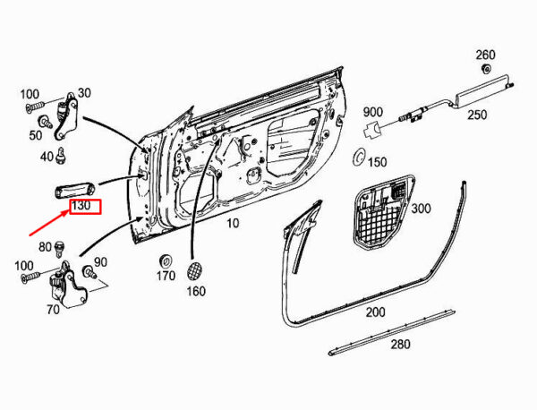 A1727220649 - MERCEDES-BENZ SLK R172 Front RH Door Piping Guide Rail A1727220649 ORIGINAL