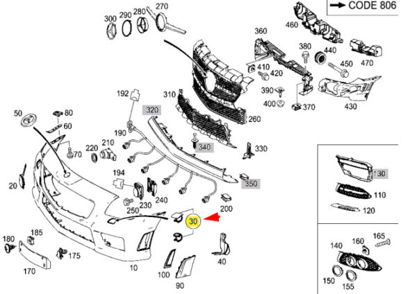 A17288000059999 - NEW MERCEDES-BENZ SLK R172 LEFT SIDE HEADLAMP WASHER COVER A17288000059999