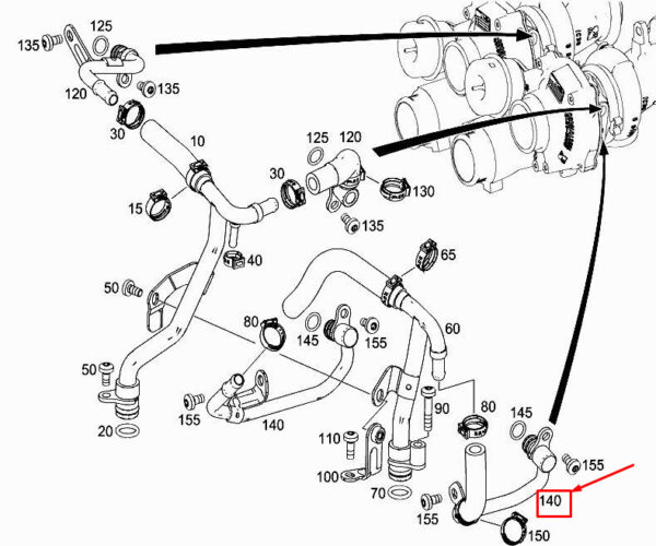 A1772003651 - MERCEDES-BENZ E W213 Right Engine Coolant Feed Line A1772003651 ORIGINAL