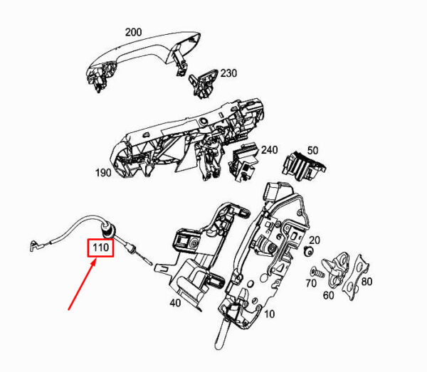 A1777600800 - MERCEDES-BENZ A W177 Rear Door Interior Handle Cable A1777600800 ORIGINAL