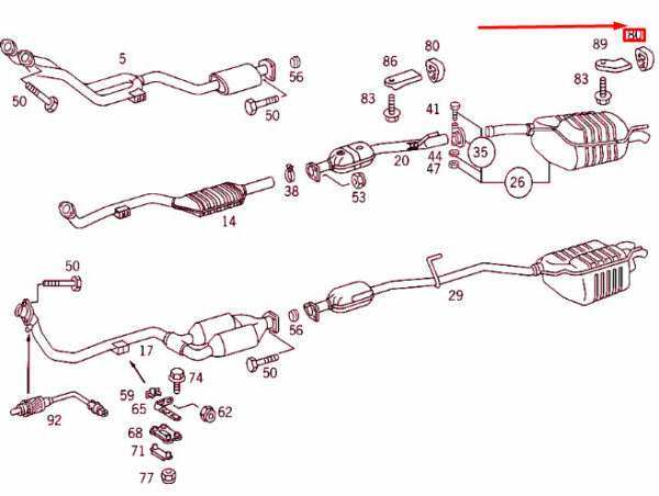 A2024920344 - NEW MERCEDES-BENZ C W202 EXHAUST SYSTEM SUSPENSION RING A2024920344 ORIGINAL
