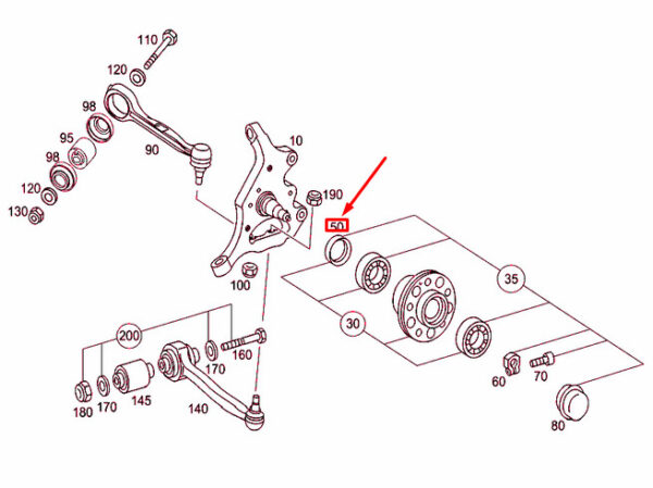 A2033300060 - NEW MERCEDES-BENZ C W203 FRONT WHEEL BEARING SEALING RING A2033300060 ORIGINAL