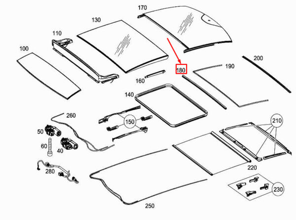 A2047830196 - MERCEDES-BENZ B W246 Rear Glass Roof Sealing A2047830196 ORIGINAL