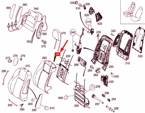 A20497002419051 - NEW MERCEDES-BENZ C W204 FRONT SEAT HEAD RESTRAINT GUIDE A20497002419051