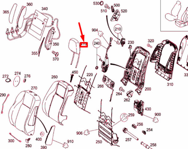 A20497065507K50 - NEW MERCEDES-BENZ C W204 FRONT SEAT HEAD REST A20497065507K50 ORIGINAL