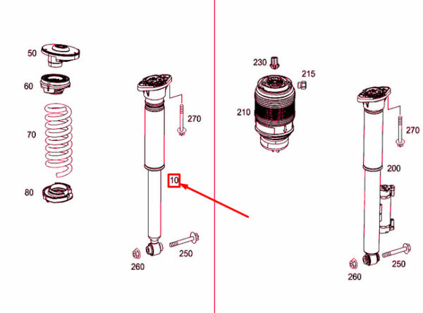 A2053207830 - MERCEDES-BENZ C W205 Rear Shock Absorber A2053207830 ORIGINAL