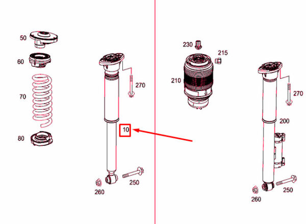 A2053208130 - NEW MERCEDES-BENZ C W205 REAR SHOCK ABSORBER A2053208130 ORIGINAL