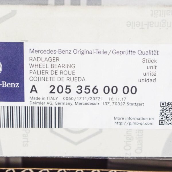A2053560000 - NEW MERCEDES-BENZ C-CLASS W205 AMG C63 REAR WHEEL BEARING A2053560000 ORIGINAL