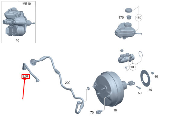 A2054302500 - MERCEDES-BENZ AMG GT X290 Brake Booster Vacuum Line A2054302500 ORIGINAL