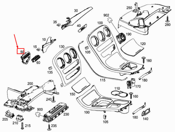 A2056880000 - MERCEDES-BENZ GLC X253 Light Switch Pod A2056880000 ORIGINAL