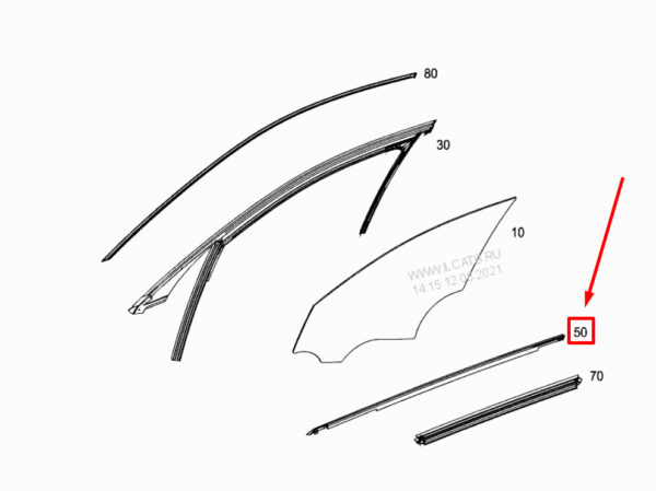 A2057204510 - MERCEDES-BENZ C W205 Front Left Door Window Strip A2057204510 ORIGINAL