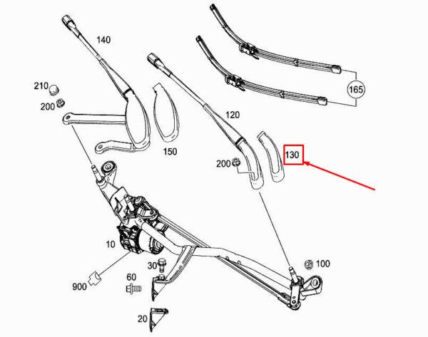 A2058240000 - NEW MERCEDES-BENZ GLC X253 FRONT LEFT WIPER ARM COVER A2058240000 ORIGINAL