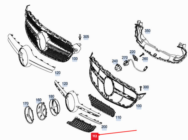 A2058881560 - NEW MERCEDES-BENZ C COUPE C205 LEFT RADIATOR GRILLE INSERT A2058881560 ORIGINAL