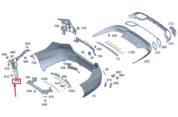 A2068850801 - MERCEDES-BENZ C W206 Rear Right Bumper Lateral Support A2068850801 ORIGINAL