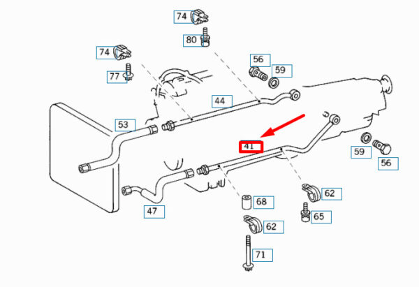 A2082700296 - MERCEDES-BENZ CLK C208 Transmission Oil Cooler Left Line A2082700296 ORIGINAL