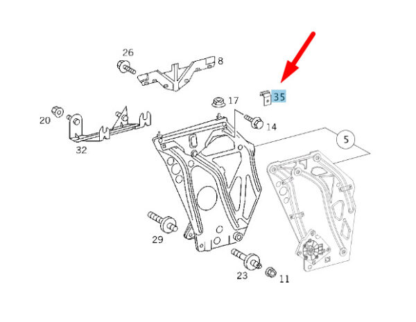 A2086730312 - NEW MERCEDES-BENZ CLK C208 WINDOW REGULATOR CONTACT ANGLE A2086730312 ORIGINAL