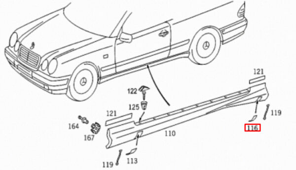 A2086986830 - MERCEDES BENZ CLK C208 Right Rear Jack Covering A2086986830 ORIGINAL