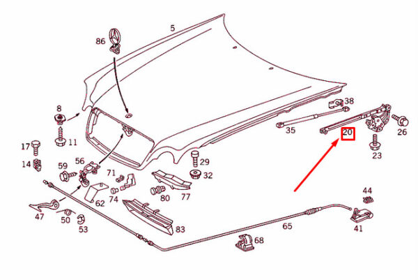 A2088800428 - MERCEDES-BENZ CLK C208 Engine Hood Right Hinge A2088800428 ORIGINAL