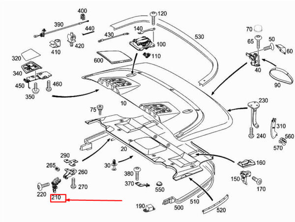 A2097500355 - MERCEDES-BENZ E Cabrio A207 Folding Top Roller Guide A2097500355 ORIGINAL