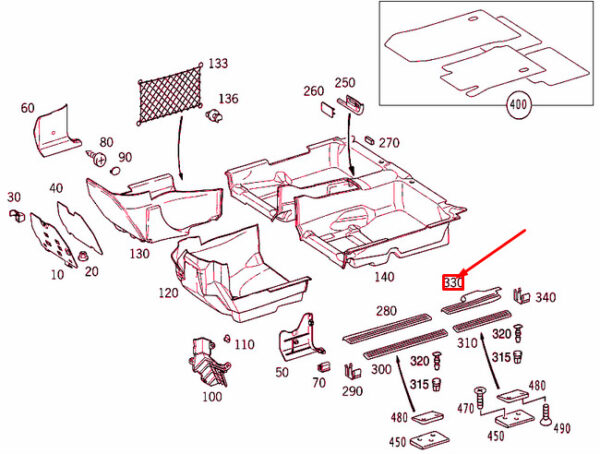 A21068025351A26 - MERCEDES-BENZ E W210 Rear Left Entrance Inside Rail A21068025351A26 ORIGINAL