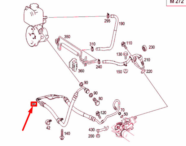 A2114604324 - NEW MERCEDES-BENZ E W211 PUMP TO STEERING LINE LHD A2114604324 ORIGINAL