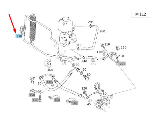A2114662324 - MERCEDES-BENZ E W211 Power Steering Cooler Line A2114662324 ORIGINAL