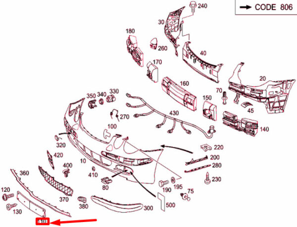 A2118850881 - NEW MERCEDES-BENZ E W211 FRONT LICENCE PLATE MOLDING USA A2118850881 ORIGINAL