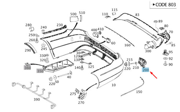 A2128800203 - MERCEDES-BENZ E W212 Rear Right Bumper Bracket Carrier A2128800203 ORIGINAL