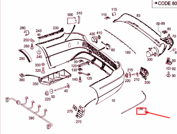 A2128852121 - NEW MERCEDES-BENZ E-CLASS W212 REAR LEFT BUMPER MOLDING A2128852121 ORIGINAL