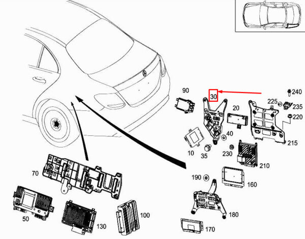 A2135453900 - MERCEDES-BENZ E W213 Rear LH Trunk Control Unit Bracket A2135453900 ORIGINAL