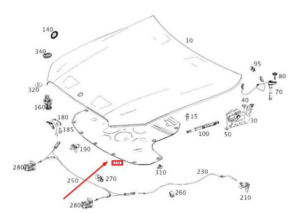 A2136820026 - NEW MERCEDES-BENZ E C238 FRONT ENGINE HOOD DAMPING A2136820026 ORIGINAL