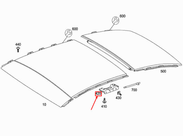 A2137870142 - MERCEDES-BENZ E W213 Left B-Pillar Roof Mounting Consule A2137870142 ORIGINAL