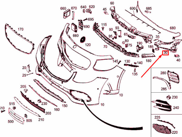 A2138850865 - MERCEDES-BENZ E W213 Front Bumper Left Basic Mounting A2138850865 ORIGINAL