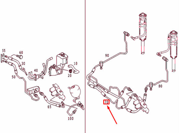 A2159971382 - NEW MERCEDES-BENZ CL C215 FRONT LEFT HYDRAULIC SYSTEM HOSE A2159971382 ORIGINAL