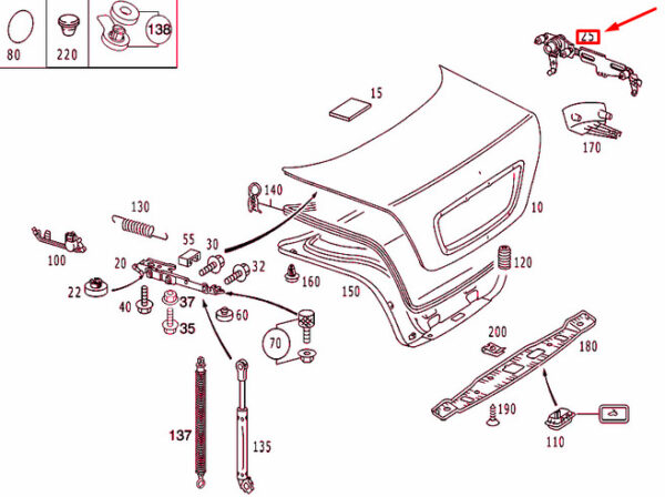 A2207500060 - NEW MERCEDES-BENZ S W220 REAR LID RIGHT DRIVE UNIT A2207500060 ORIGINAL