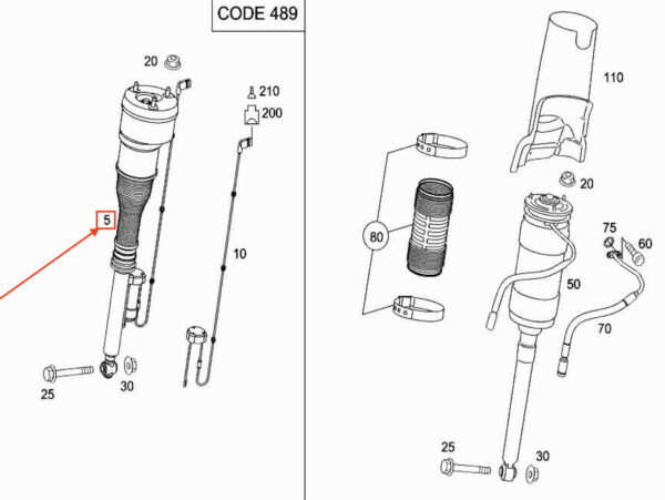 A221320551389 - MERCEDES-BENZ S W221 Rear Left Suspension Air Spring A221320551389 ORIGINAL
