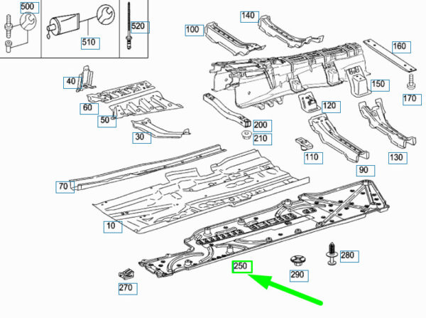 A2216100208 - MERCEDES-BENZ S W221 Right Main Floor Underbody Cover A2216100208 ORIGINAL