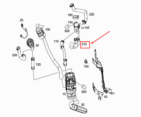 A2225000175 - MERCEDES-BENZ S W222 Heater Molded Hose A2225000175 ORIGINAL