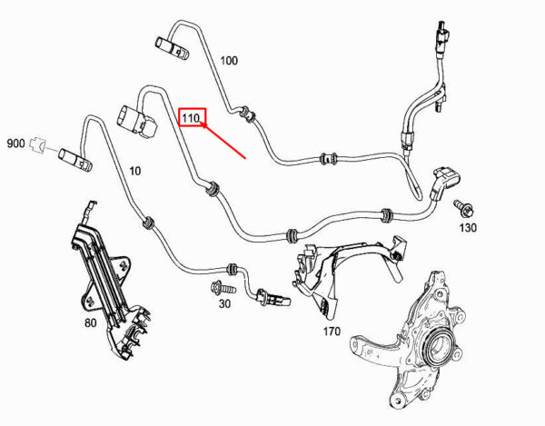 A2225401105 - MERCEDES-BENZ S W222 Rear RH Brake Wear Sensor Harness A2225401105 ORIGINAL