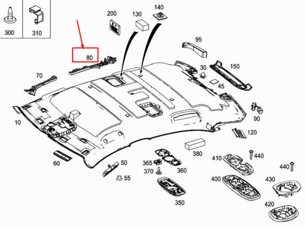 A2226920360 - MERCEDES-BENZ S W222 Left Roof Absorber A2226920360 ORIGINAL