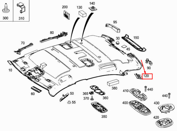 A2226921560 - MERCEDES-BENZ S W222 Left Roof Absorber A2226921560 ORIGINAL