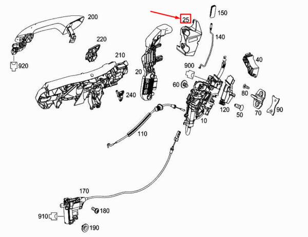 A2227204101 - MERCEDES-BENZ S W222 Rear Left Door Lock Impact Absorber A2227204101 ORIGINAL