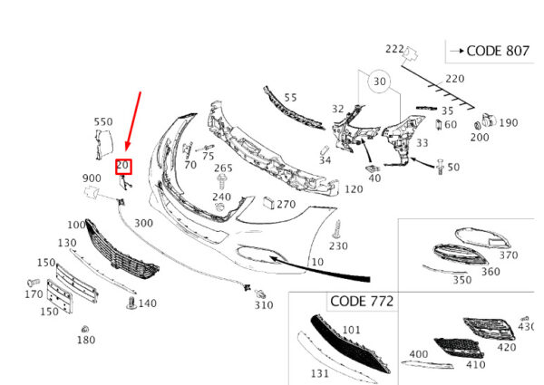 A2228850500 - MERCEDES-BENZ S W222 Front Bumper Tow Eye Cover A22288505009197 ORIGINAL