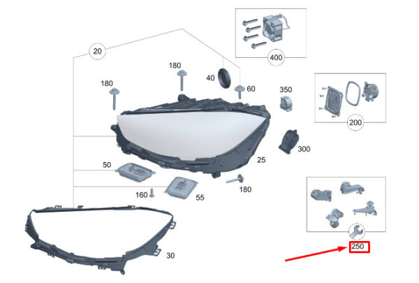 A2238208304 - MERCEDES-BENZ S W223 Left Headlight Holder Repair Kit A2238208304 ORIGINAL