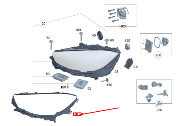 A2238260600 - MERCEDES-BENZ S W223 Right Headlight Seal A2238260600 ORIGINAL