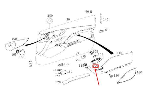 A23876035008T14 - MB E C238 Left Front Internal Operation Handle LHD A23876035008T14 ORIGINAL