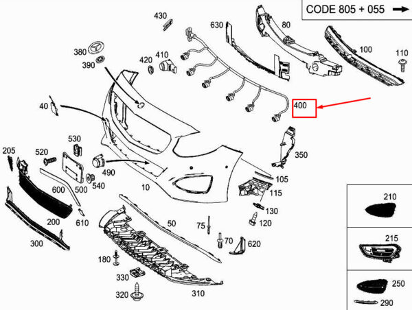 A2465401805 - MERCEDES-BENZ B W246 Front Parking Aid Wiring A2465401805 ORIGINAL