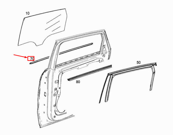 A2467350482 - NEW MERCEDES-BENZ B W246 REAR RIGHT DOOR WINDOW TRIM STRIP A2467350482 ORIGINAL