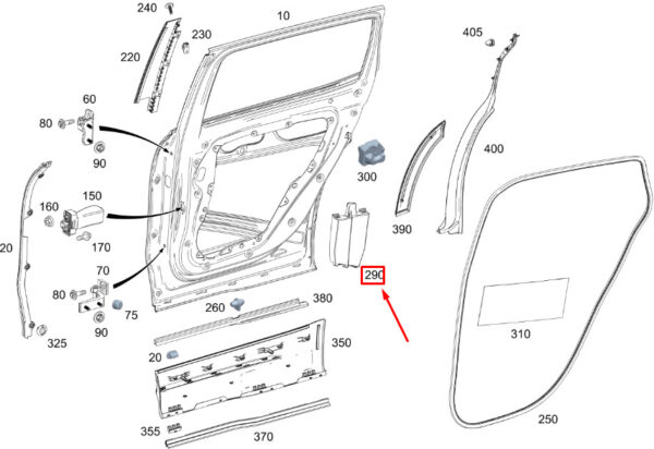 A2477374500 - MERCEDES-BENZ GLB X247 Rear Left Door Impact Absorber A2477374500 ORIGINAL