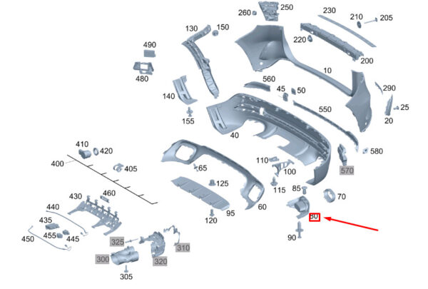 A2478857805 - MERCEDES-BENZ GLA H247 Rear Left Tail Pipe Trim Cover A2478857805 ORIGINAL